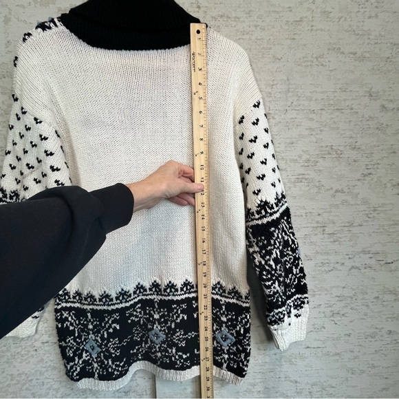 Vintage Jennifer Reed Hand Knit Chunky Sweater Cardigan Zip Patch Pockets Nordic - Picture 14 of 16